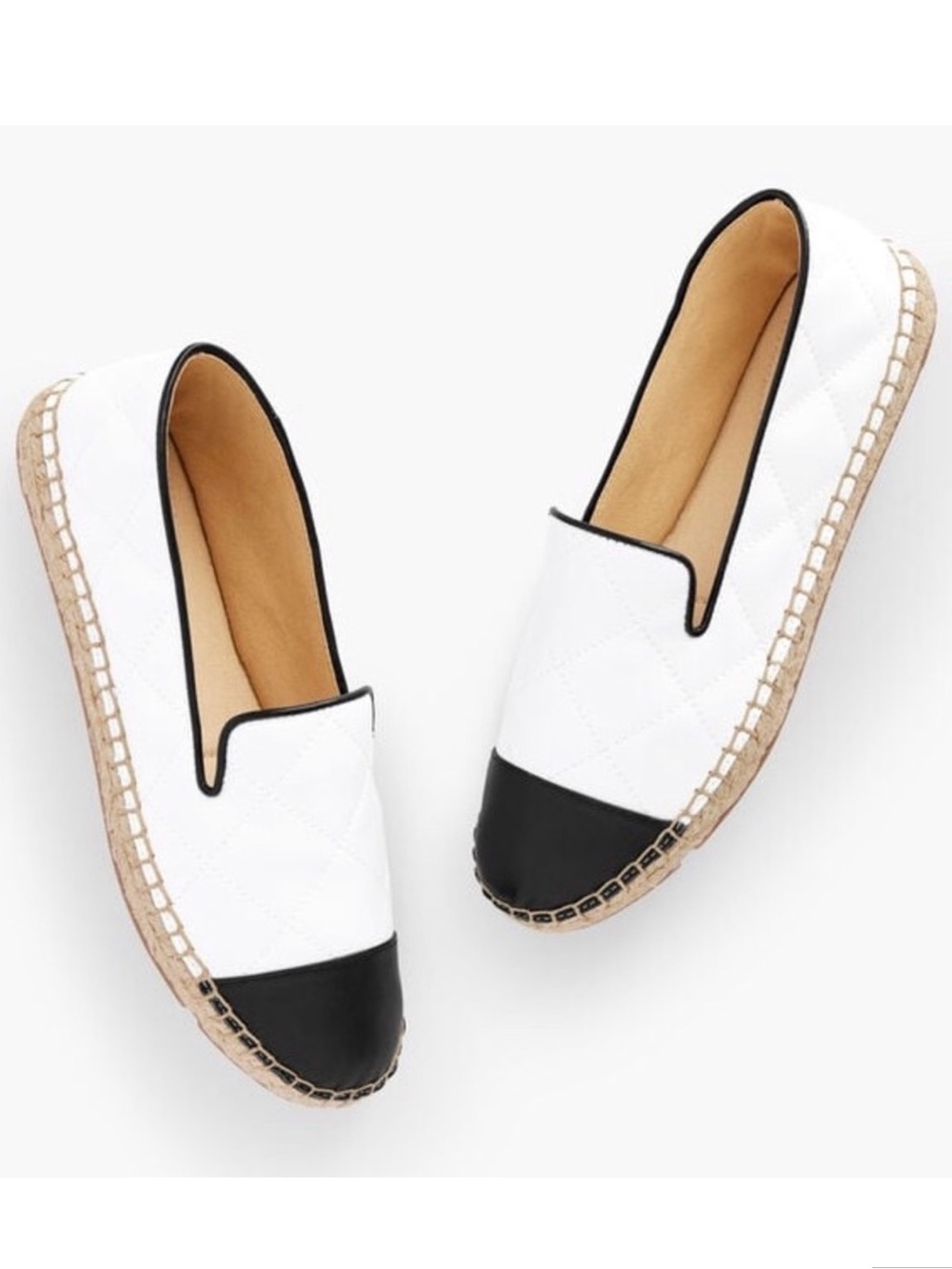 TALBOTS Women Izzy Quilted Nappa Espadrilles Leather Flat‎ Shoes 
Size 8.5